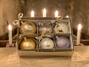 Tradiční Vánoční ozdoby Koule sklo Mix (Box 6 ks) - 4