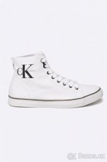 Sněhově bílé plátěné kotníkové tenisky Calvin Klein 39 - 4
