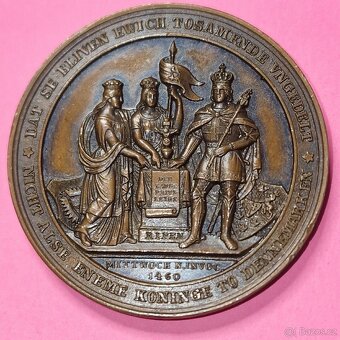 Bronzová medaile Schleswig-Holstein 1848 Frederick VII - 4