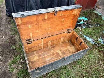Stará Německá vojenská dřevěná okvoná bedna pro Wermacht - 4