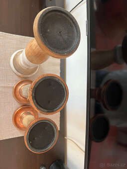 Dřevěné svícny moderní -3 kusy - 4