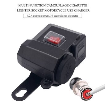 Velice výkonná multifunkční nabíječka 2 x USB 4,2A,voltmetr. - 4