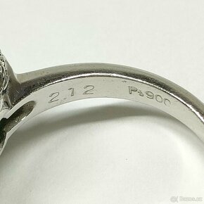 LUXUSNÍ PLATINOVÝ DIAMANTOVÝ PRSTEN SE SMARAGDEM - 4