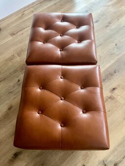 Rohová celokožená sedačka s taburety - 4