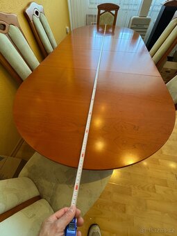 Rozkládací dýhovaný jídelní stůl, 136(214)x95 + 6x židle - 4