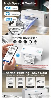 Bezdrátová termální tiskárna štítků POLONO Bluetooth - 4