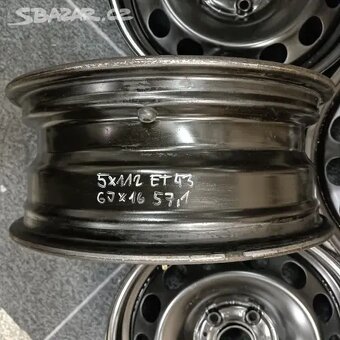 Ocelové disky ET43 5x112 6Jx16 57,1 - Audi, Seat, VW - 4