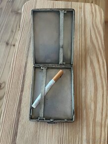 Straožitné stříbrné pouzdro tabatěrka na cigarety - 4