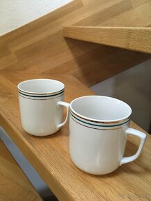 Retro hrnek, hrníček, zlatý a zelené proužky, 4 kusy, - 4