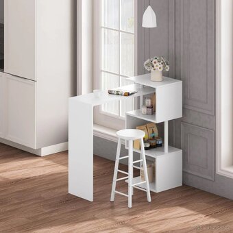 WOLTU otočný barový stůl se 3 policemi, bistro stůl - 4