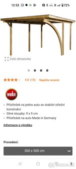 Prodám přístřešek na auto Weka - 4