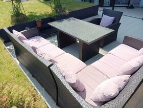 Rohová ratanová sedací souprava - 4