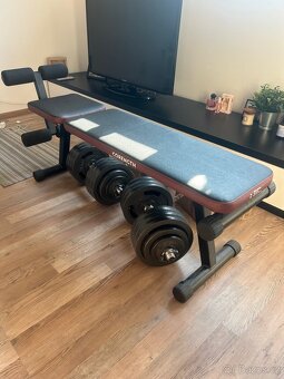 Jednoruční čínky 40kg a polohovací lavice - 4