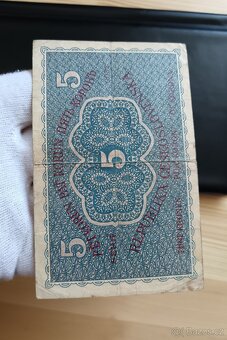 5 Kč 1919 Neperforovaná Vzácná bankovka - 4