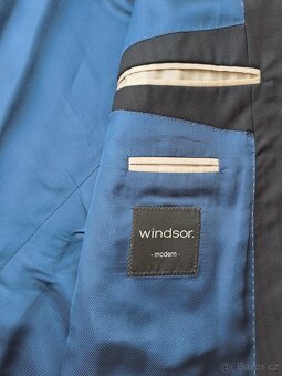Modročerný pánský vlněný oblek Windsor modern vel. 58 na výš - 4