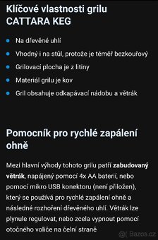 Cattara Non-smoking charcoal Grill KEG stolní - 4