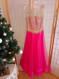 Společenské šaty růžovo-zlaté vel.38 - 4
