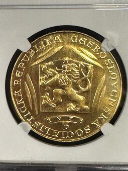 Zlatý československý 5 dukát Karel IV. 1978 NGC MS68 - 4