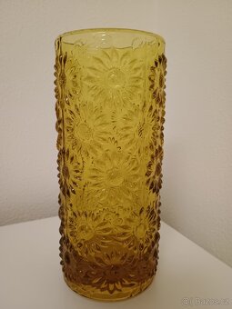 Váza medové sklo kopretiny + talíř - 4