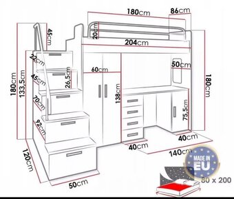 Patrová postel s psacím dtolem - 4
