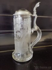 Skleněný zdobený džbán s víkem - 4