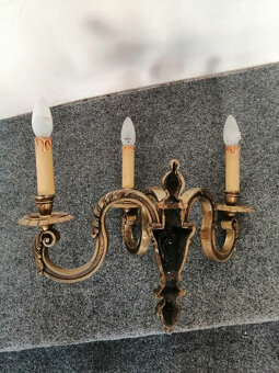 Nástěnná mosazná lampa okolo roku 1920 originál. - 4