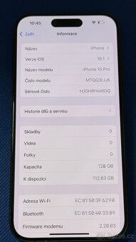 iPhone 15 Pro 128GB Blue Titan, krásný stav - 4