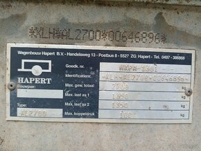 přívěsný brzděný vozejk Hapert 2700 kg 4,6x2 - 4
