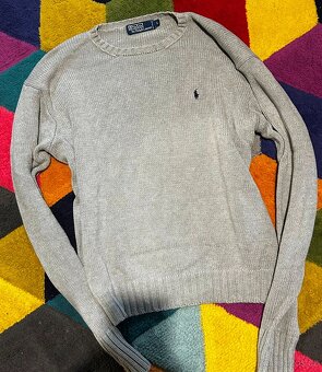 RALPH LAUREN GREY PÁNSKÝ SILNÝ ELEGANTNÍ BAVLNĚNÝ SVETR - 4