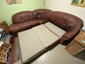 Kožená rozkládací sedací souprava ( sedačka , gauč ) - 4