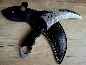 lovecký Damaškový nůž KARAMBIT 23,5 cm ručně vyrobeno - 4