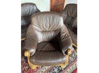 Dubová rustikální kožená sedačka, 3788 - 4