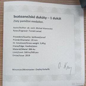 Svatoanežský dukát emise 2019 proof - 4