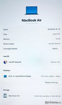 MacBook Air 15″ (M2, 2023) / 16GB RAM / 512GB SSD / TOP Stav - 4