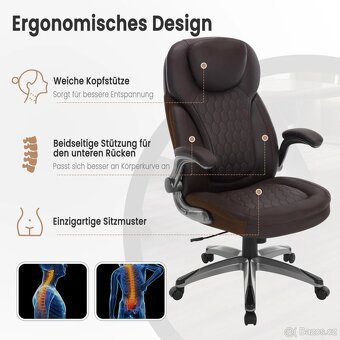 Kancelářská židle , otočná židle s područkami, umělá kůže - 4