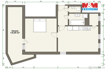 Prodej bytu 2+kk, 49 m², Mladá Boleslav, terasa 15 m² - 4