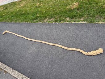 Nové silné jutové lano 3,75 m, průměr 45mm, šplh.. - 4