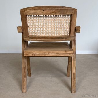 Křeslo Bali, surové dřevo, teakový ratan, boho, rustikální, - 4