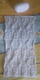 RUČNĚ PLETENÁ, NOVÁ, HEBKÁ, BÍLÁ ŠÁLA-PLÉD: 1,8metru x 39cm - 4
