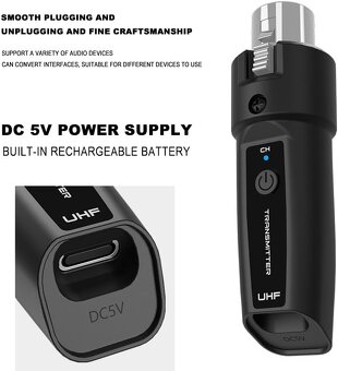 Převodník bezdrátového mikrofonu UHF Systém XLR - 4