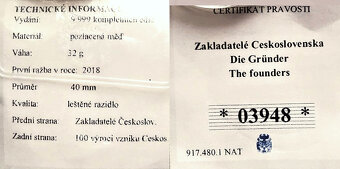 Sběratelská sada 100 let ČSR zlato a pozlac.měď - 4