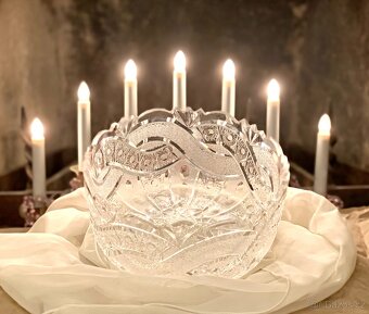 Luxusní masivní broušená mísa Bohemia Crystal Czechoslovakia - 4