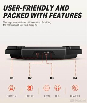 Přenosná sada elektronických bicích Donner DED-50T - 4