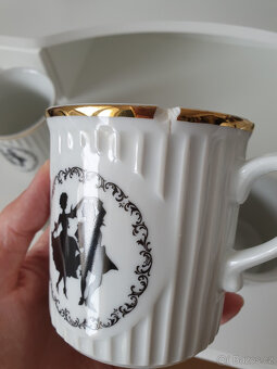 Rokoko porcelánové hrnky hrníčky Czechoslovakia - 4