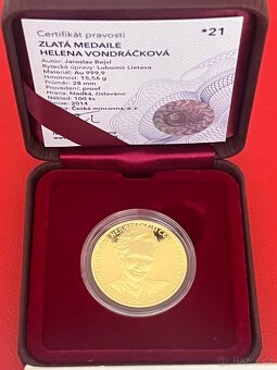 Zlato / zlatá mince,medaile číslovaná Helena Vondráčková - 4