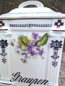 3 ks Starožitné dózy s motivem fialky. - 4