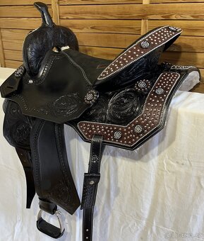 Westernové sedlo 23) černé Floral hnědý krokodýl - 4