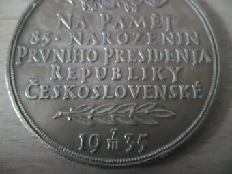 medaile Masaryk č.3- narozeninová 1935 (50mm ) - 4