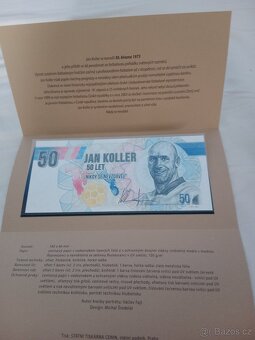 Pamětní list v podobě bankovky Jan Koller - 4