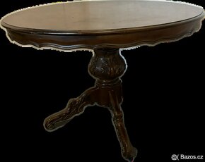 Starožitný stůl + 4 čalouněné židle - 4